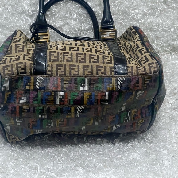 FENDI Multicolor Zucchino Coated Canvas Spalmati Forever Boston Bag - Picture 7 of 16